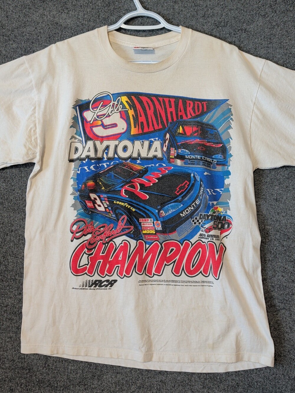 Vintage 90s Dale Earnhardt 40th Daytona 500 Champion T-shirt Faded Intimidator
